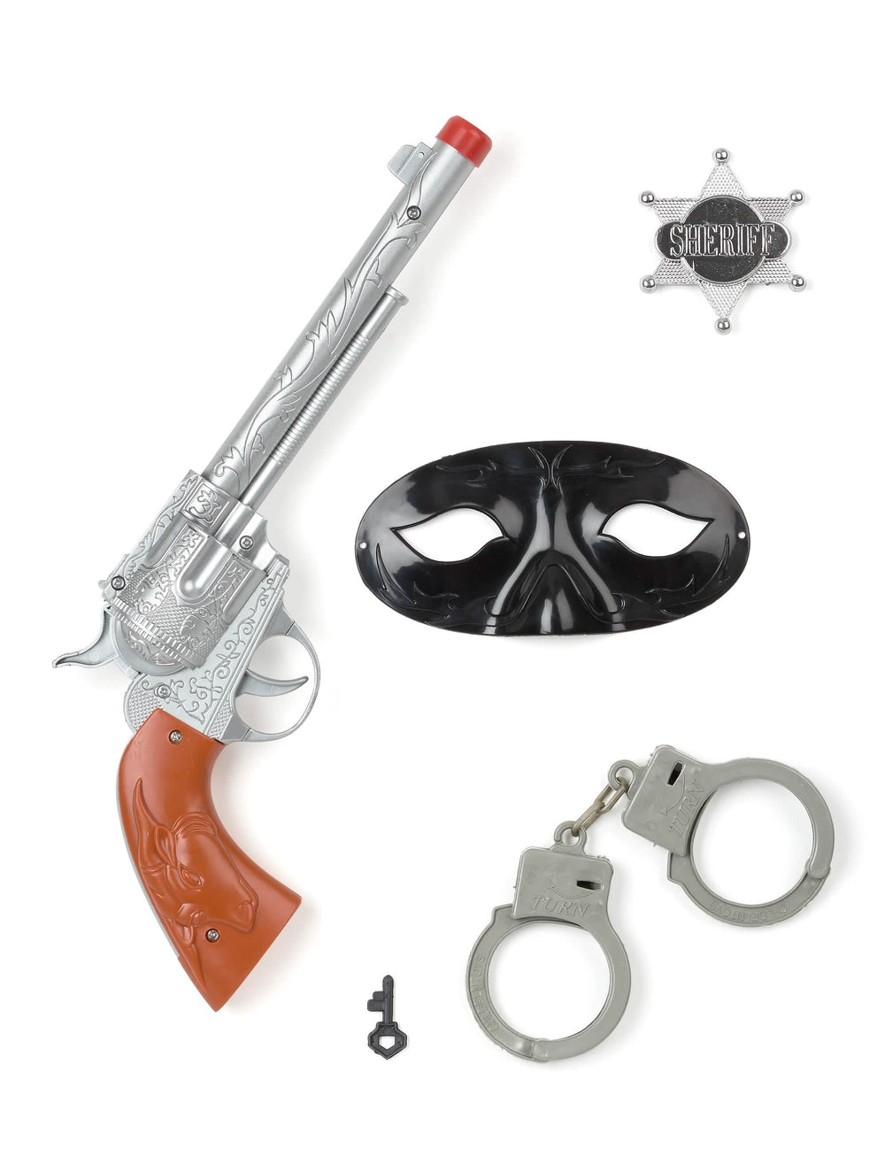 Set de cowboy pour enfant avec pistolet menottes masque et étoile de shérif