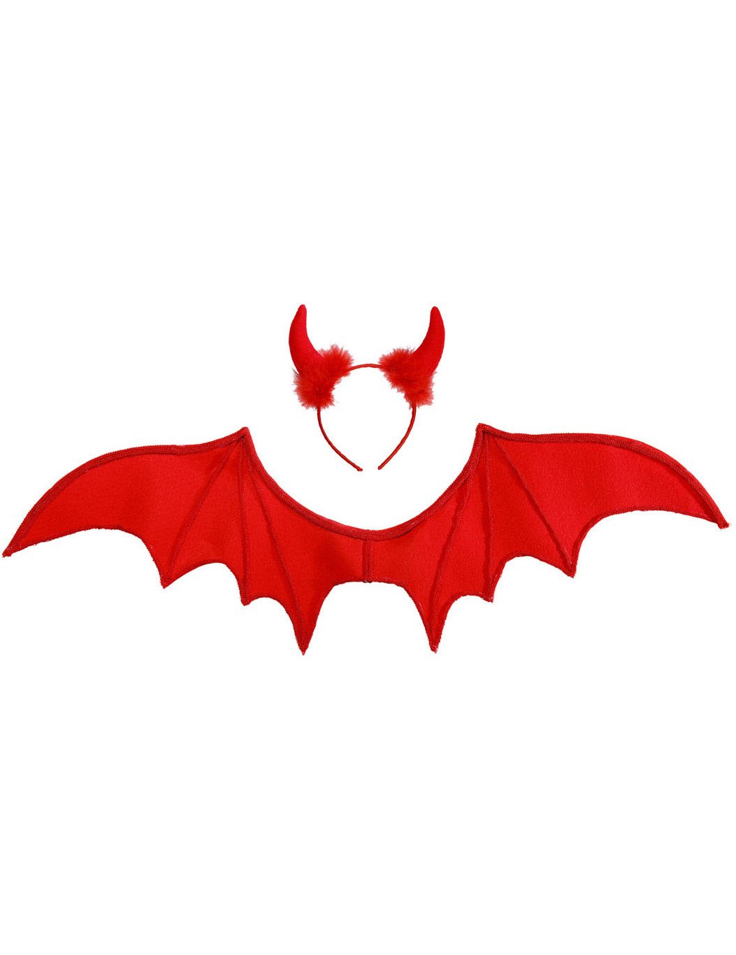 Detaliul aripilor și al tiarei setului de demon roșu de Halloween