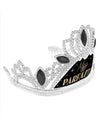 Detaliu al diademei argintii a setului eșarfă și diademă Miss Parfaite