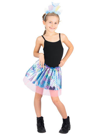 Set de sirène pour fille bleu à écailles et rose