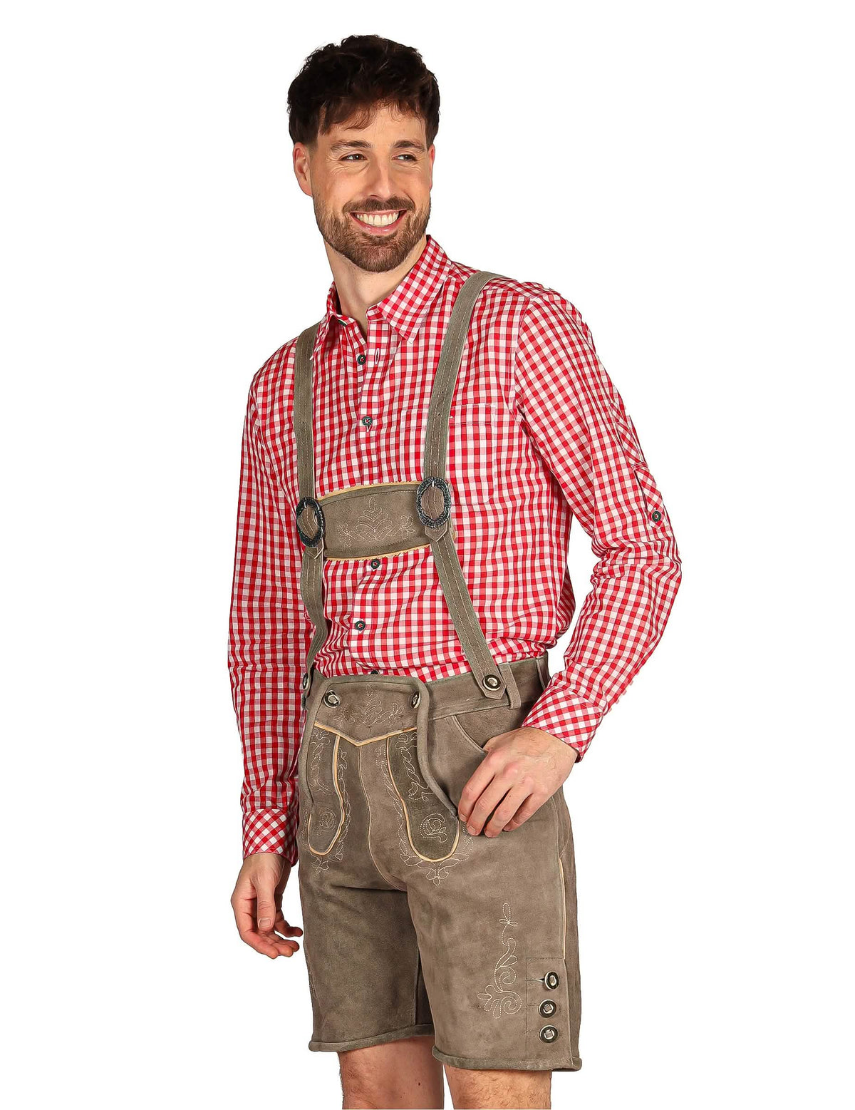 Pantaloni scurți bavarezi tradiționali gri premium bărbați