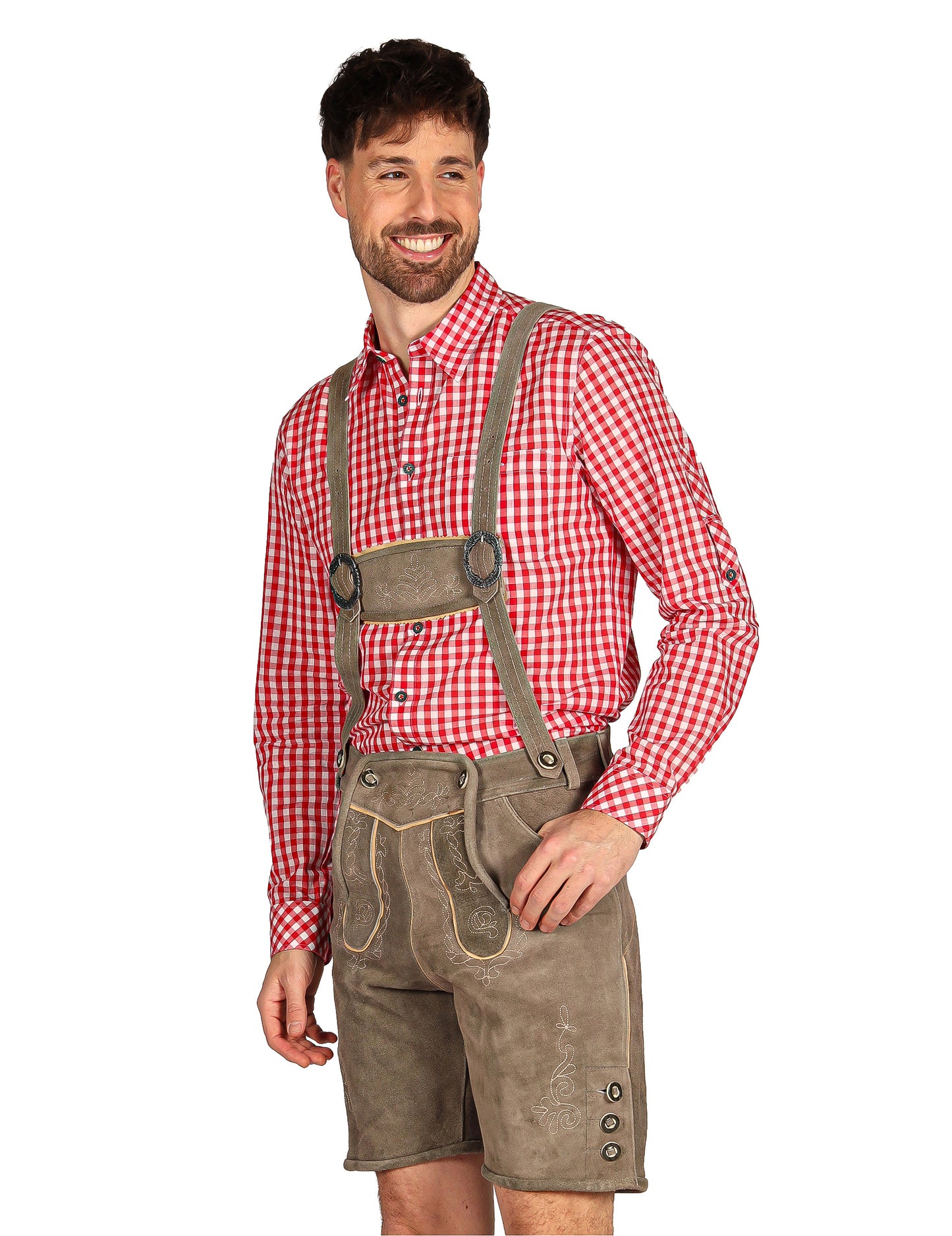 Pantaloni scurți bavarezi tradiționali gri premium bărbați