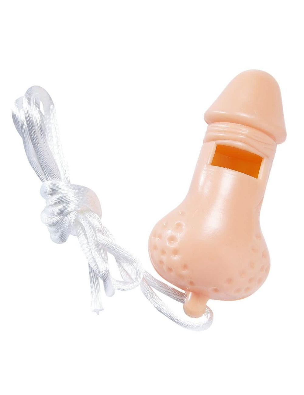 Fluier obraznic umoristic cu penis pentru adult culoarea pielii cu șnur alb