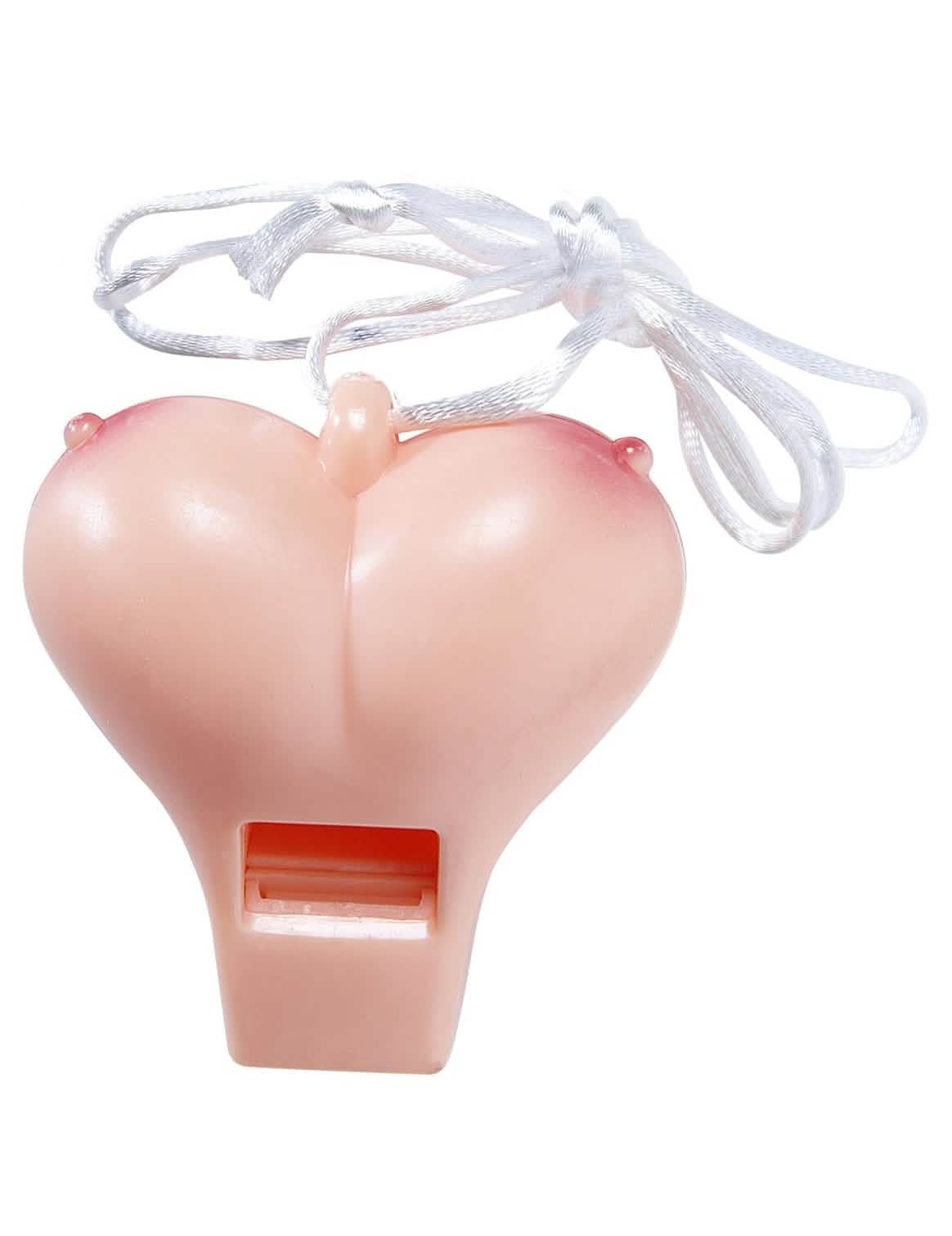 Fluier obraznic umoristic sâni adult culoarea pielii cu șnur alb