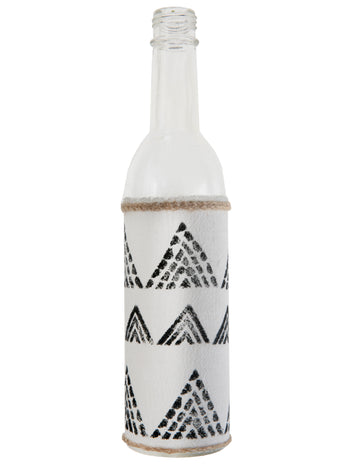 Sticlă etnică alb-negru 25 cm vază boho cu muguri