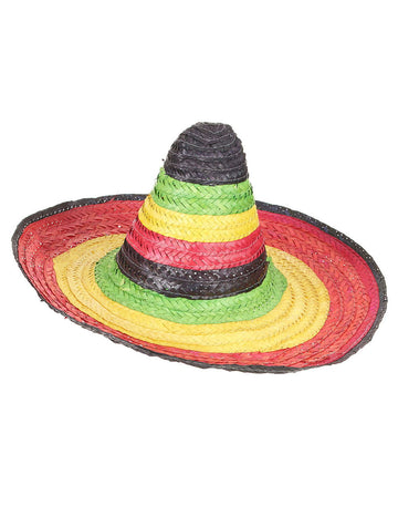 Border sombrero multicolorat mexican și sfat negru pentru adulți