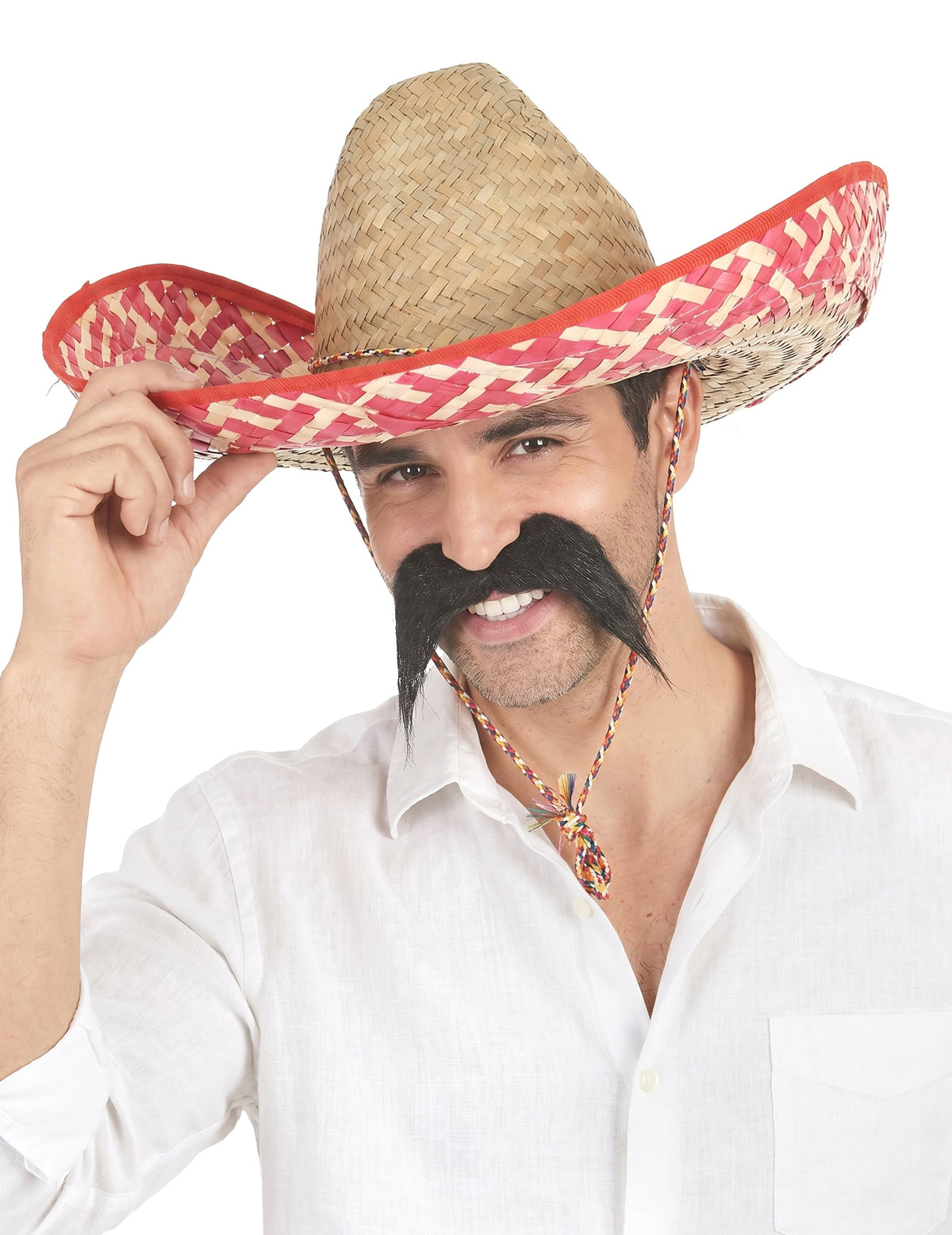 Sombrero mexican roșu și paie pentru adulți
