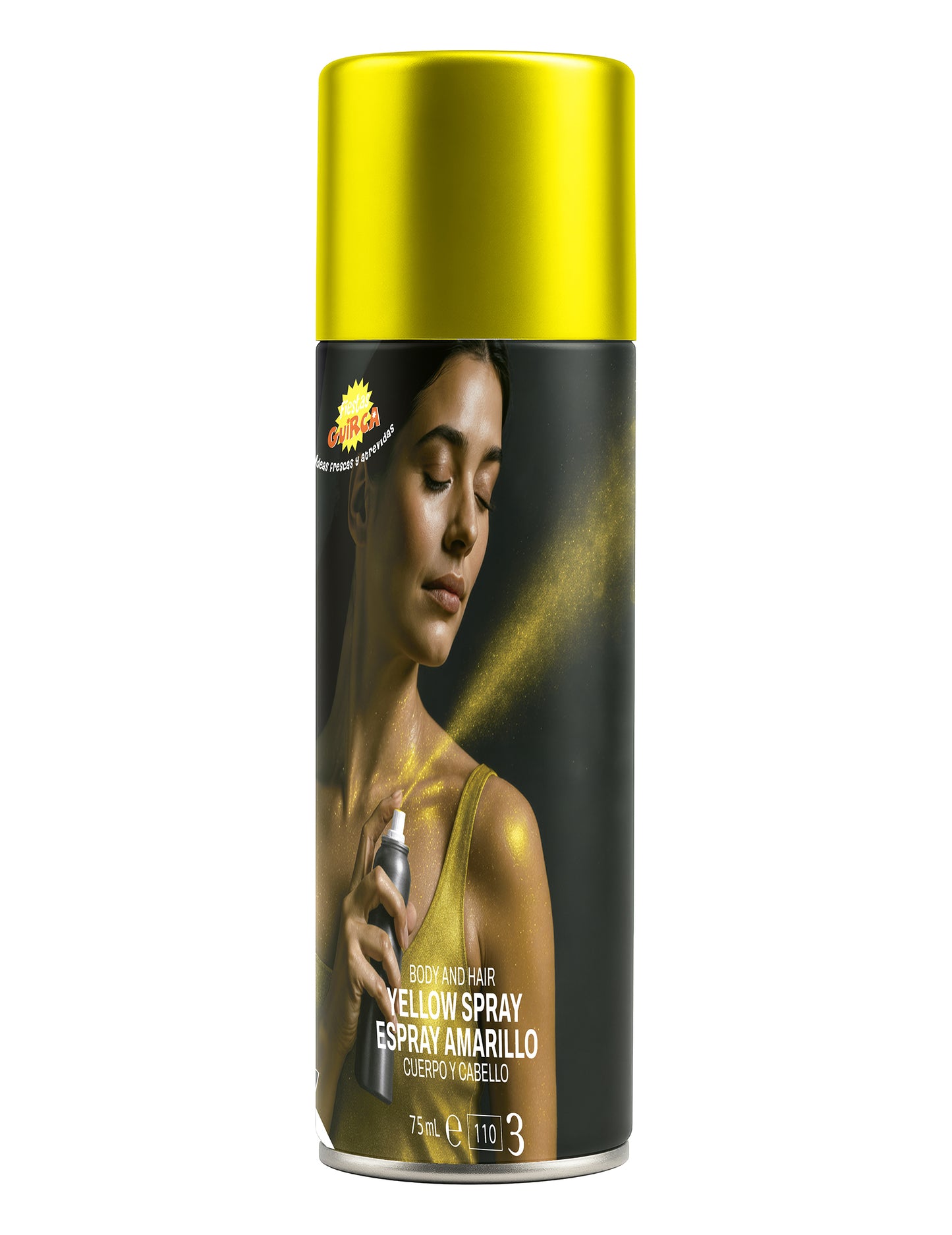 Spray de sclipici de corp galben 75 ml