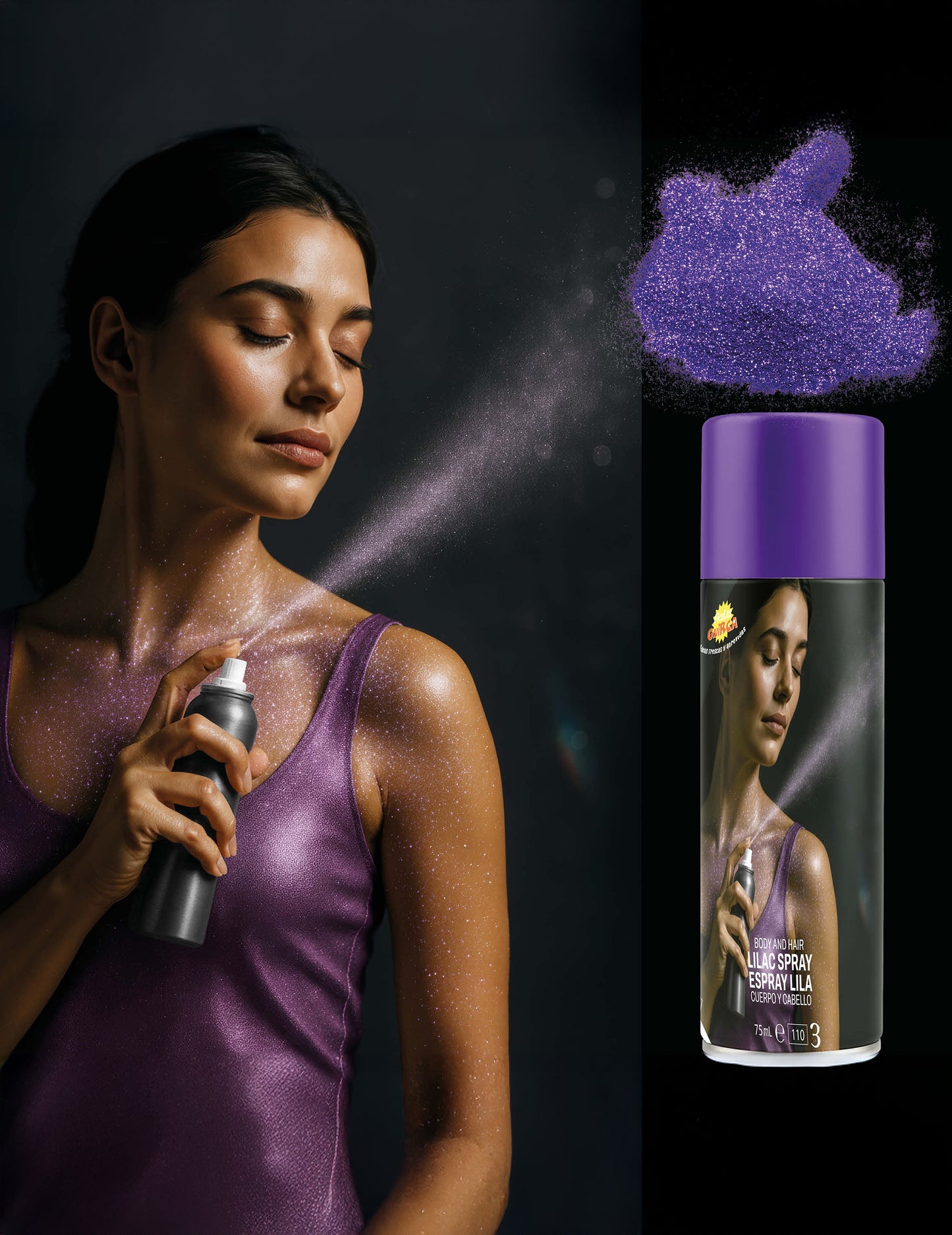 Spray Purple Body Glitter 75 ml
