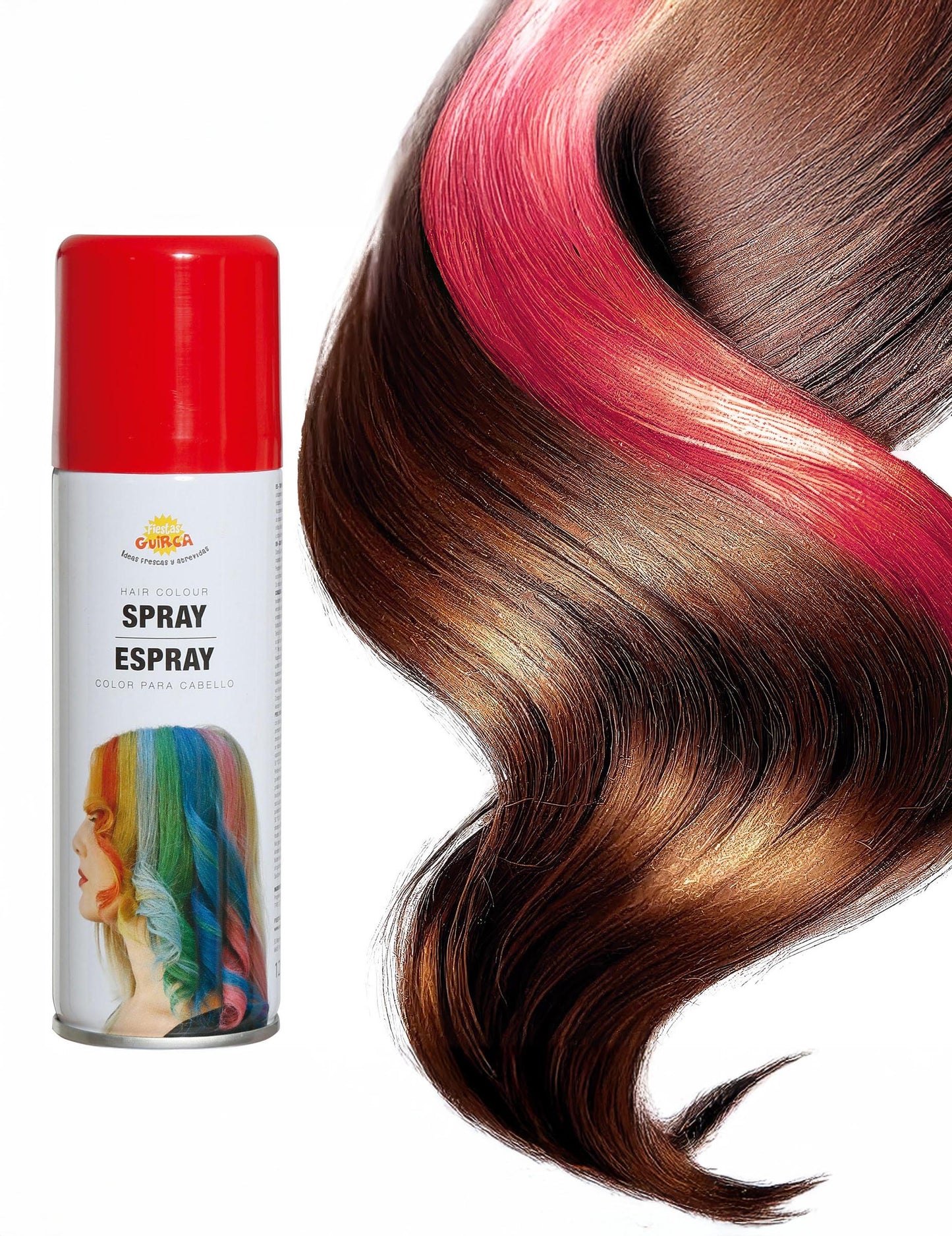 Detaliu despre aspectul culorii roșii pe o suviță din Spray pentru păr