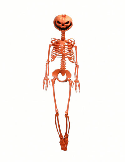 Squelette articulé Summerween à tête de citrouille orange 1 m