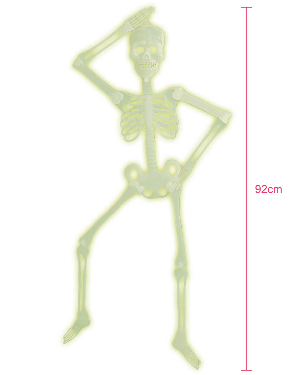 Indicație de înălțime de 92 cm a scheletului articulat halloween fosforescent