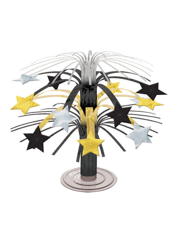 Centru de masă cu stele pentru petrecere, negru, auriu și argintiu