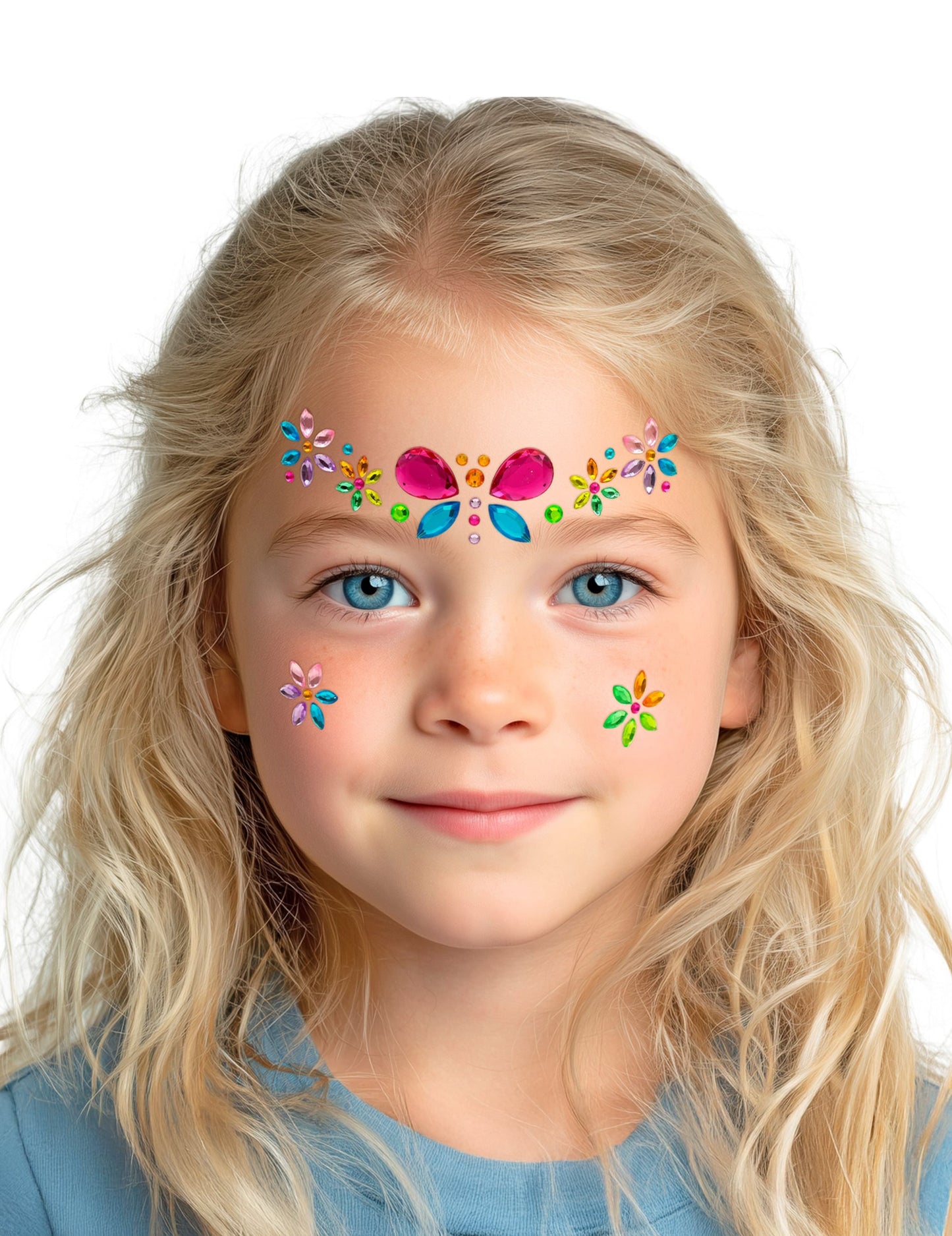 Strass adhésifs papillon et fleurs pour enfant multicolores