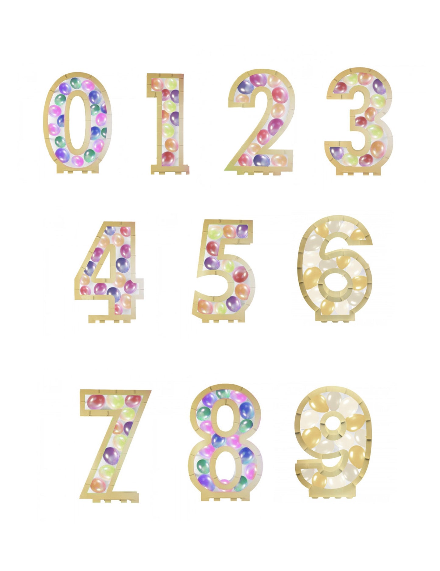 Structura numerelor aurii pentru baloane 64 cm carton