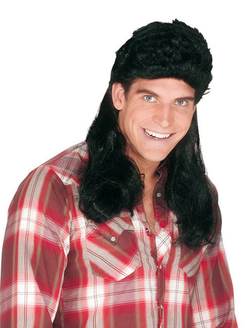 Perrucă Super Mullet neagră 