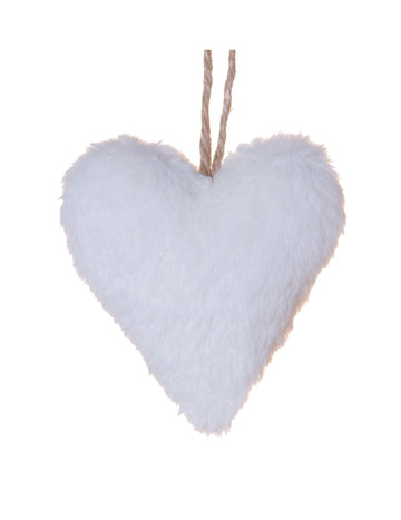 Lampă suspendată în formă de inimă din blană albă 12 cm decorațiuni polare