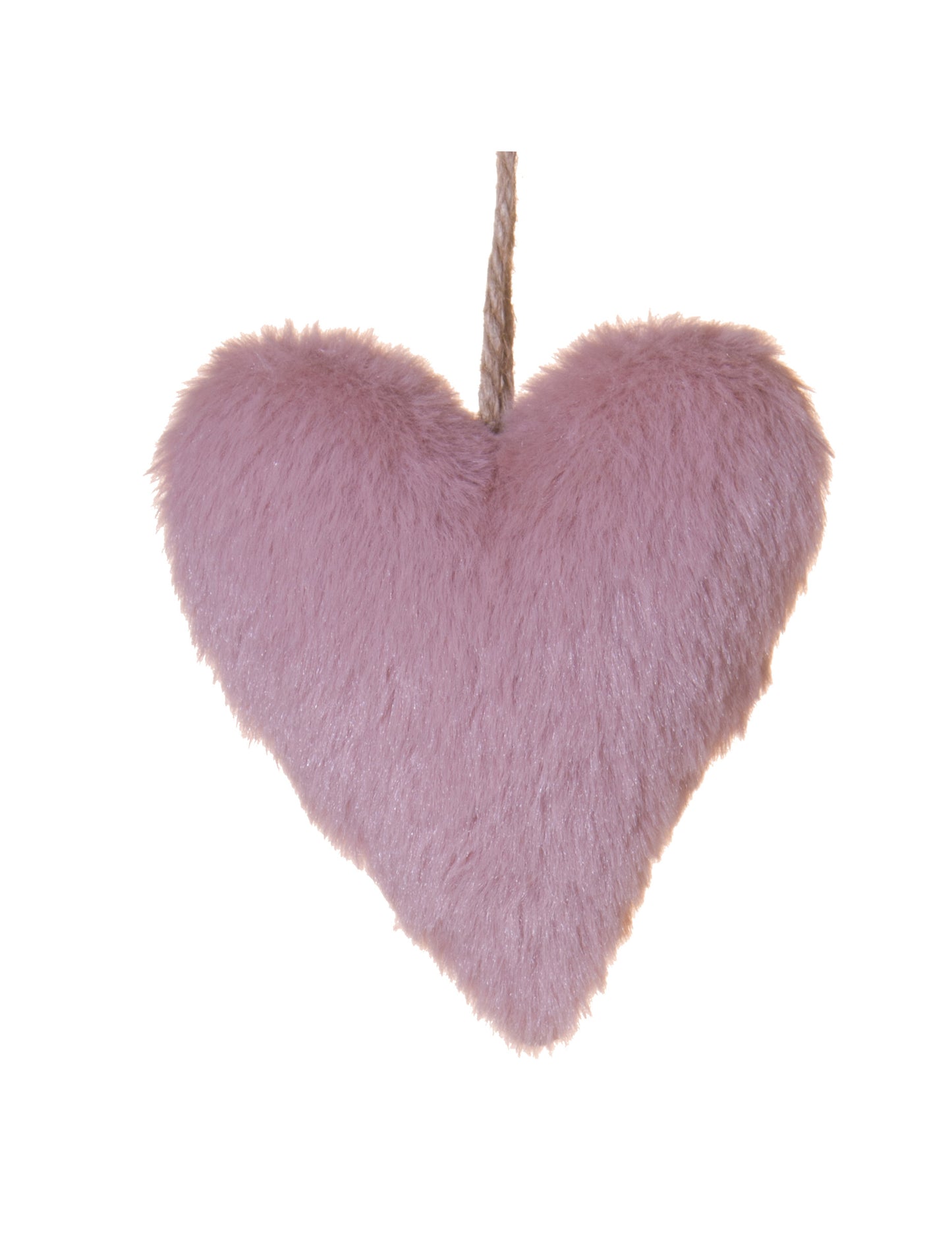 Decorațiune suspendată inimă din blană roz 12 cm pentru brad 