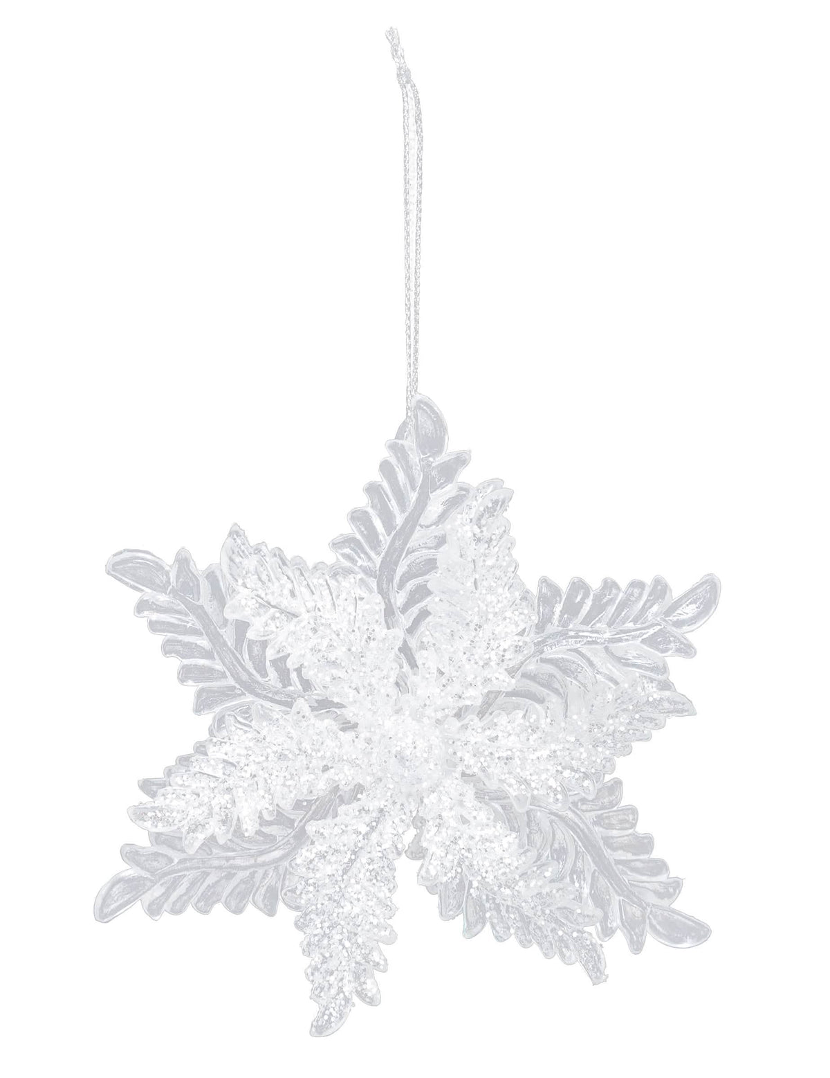 Suspension flocon pailleté pour sapin blanche