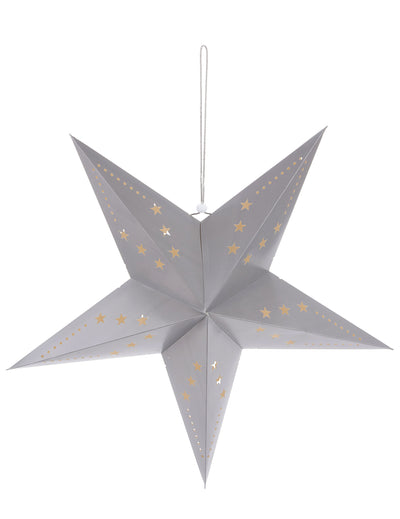 Lanterne étoile pour décoration grise avec motifs dorés