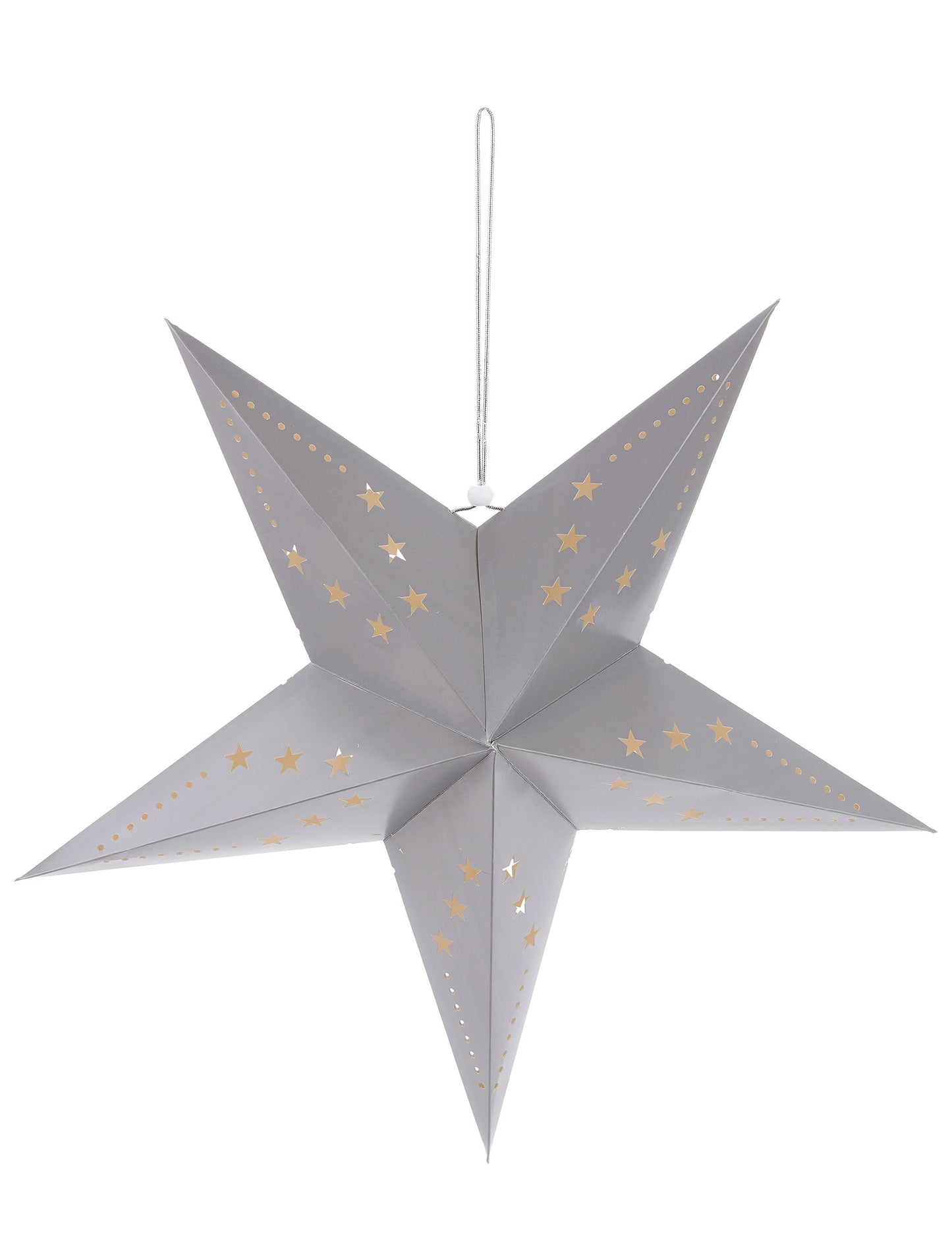 Lanterne étoile pour décoration grise avec motifs dorés