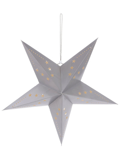 Lanterne étoile pour décoration grise avec motifs dorés