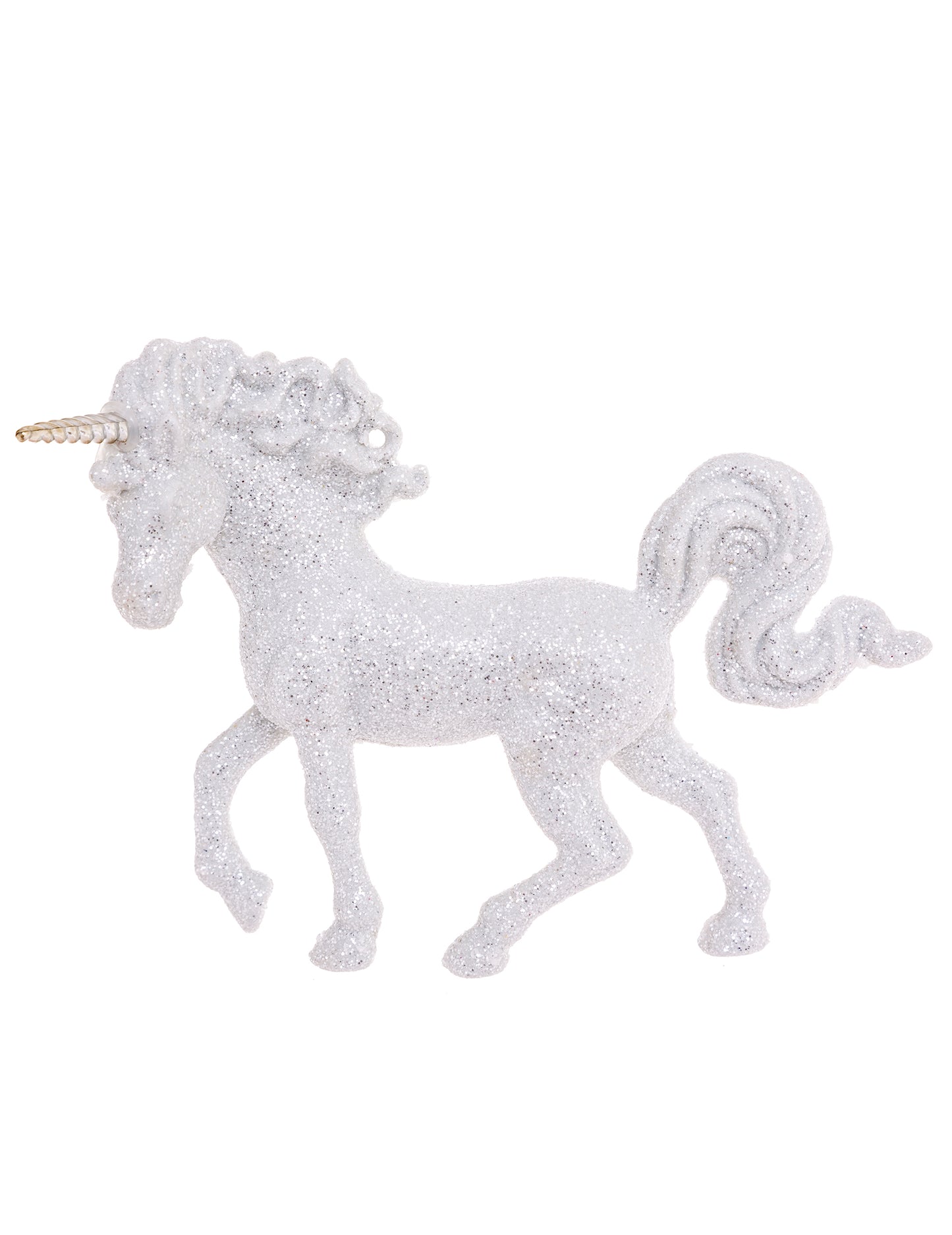 Suspension licorne pailletée pour décoration blanche et argentée