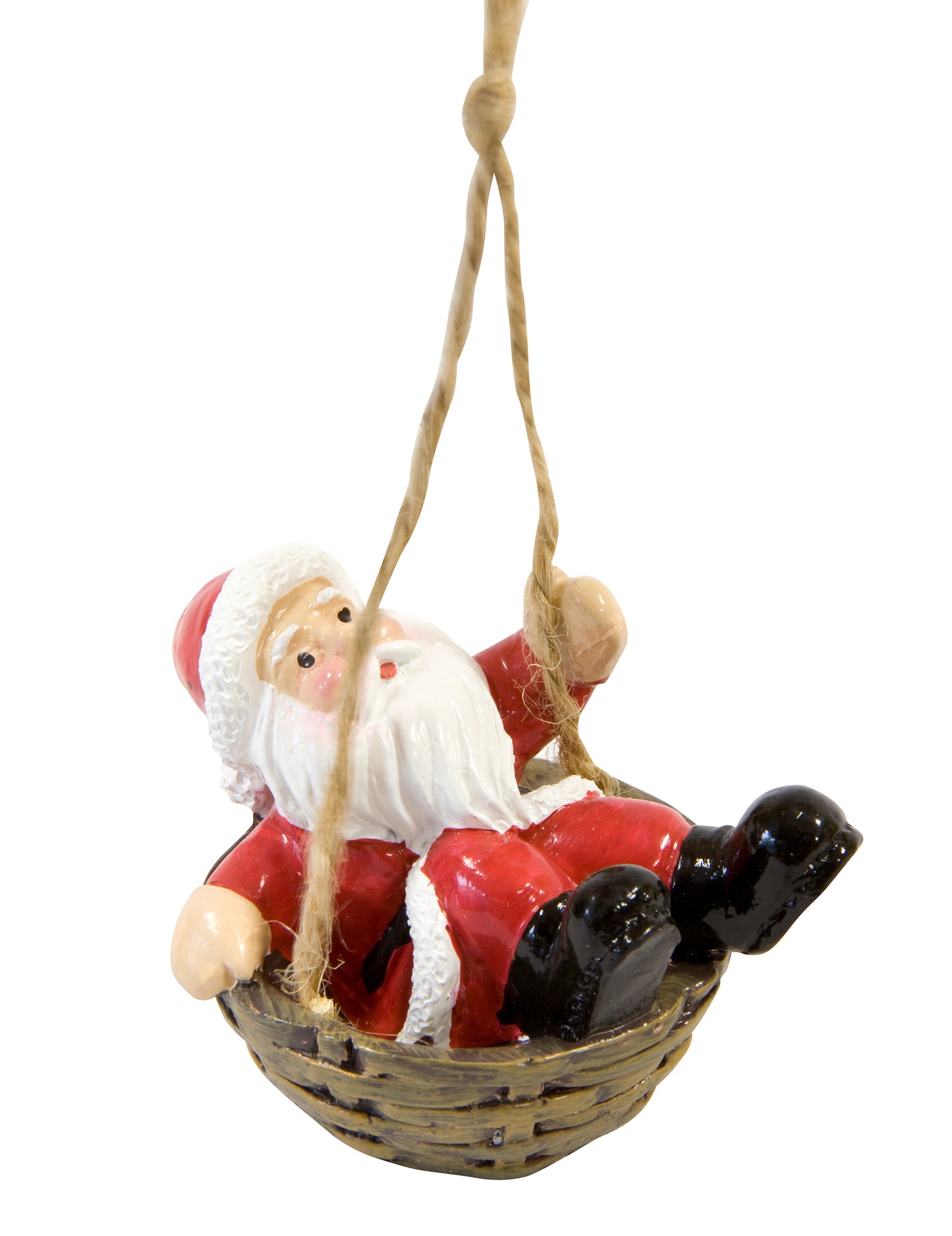 Agățându-l pe Moș Crăciun în coșul său de rășină, 6 x 4 x 4 cm pentru brad
