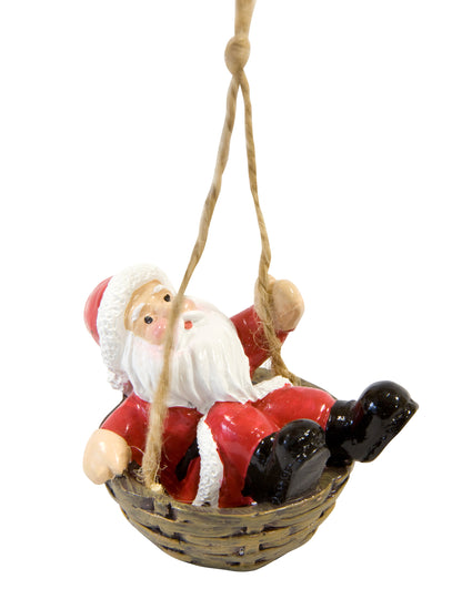 Agățându-l pe Moș Crăciun în coșul său de rășină, 6 x 4 x 4 cm pentru brad