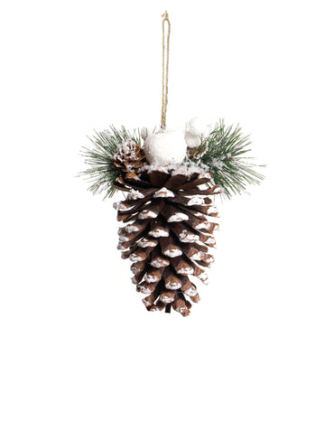 Decorațiune suspendată în formă de con de pin înzăpezit 14 cm Decorațiuni de Crăciun