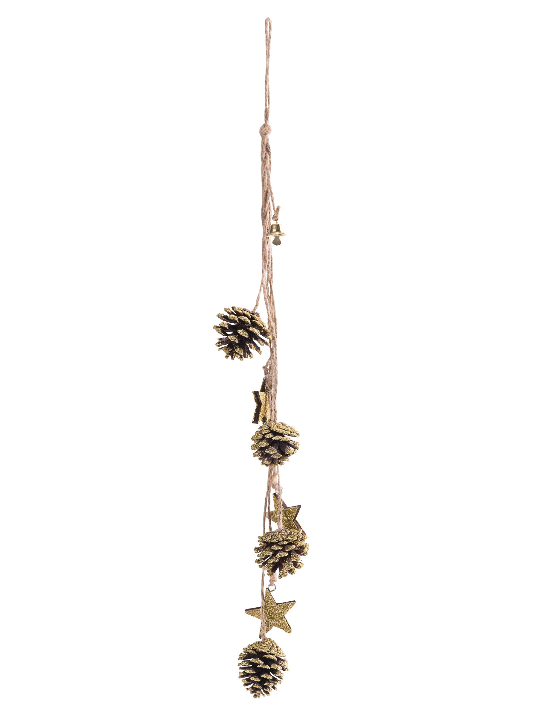Suspension pomme de pin et étoiles paillettes or