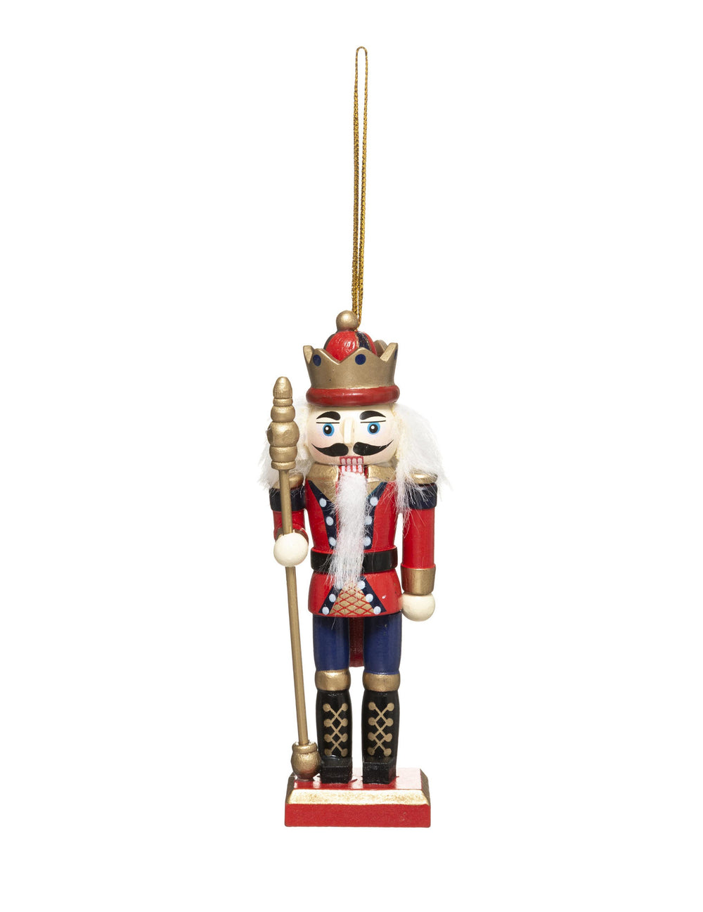 Détail du sceptre doré de la suspension casse-noisette en bois soldat traditionnel