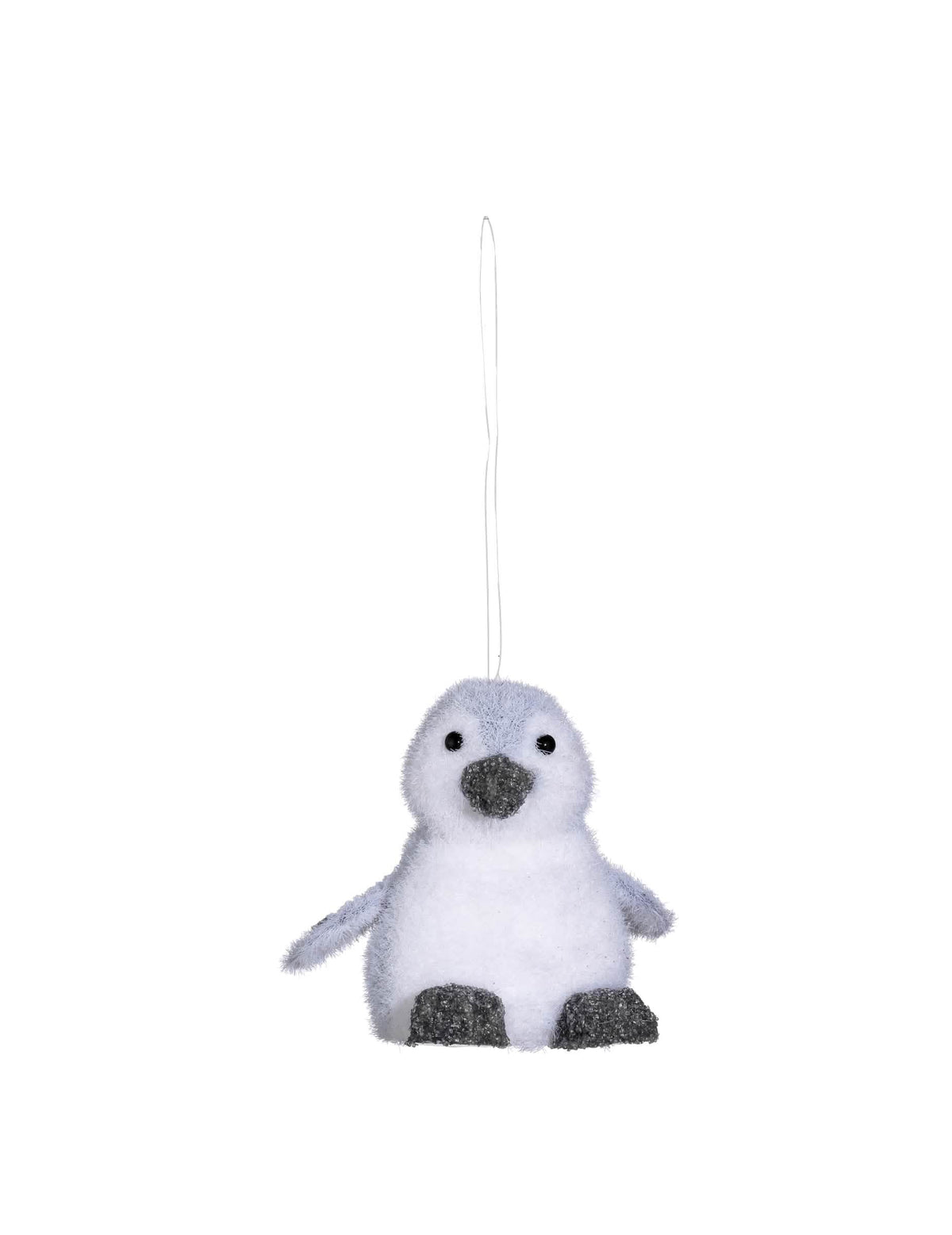 Decorațiune suspendabilă pinguini pentru brad alb și gri cu sclipici argintii