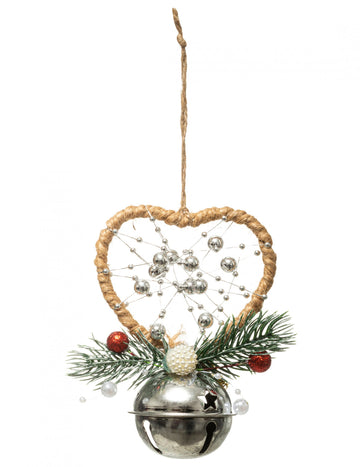 Decorațiune suspendată inimă și clopoțel 12 cm 