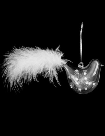 Suspensie pentru păsări cu sticlă de păsări și pene de 7 cm