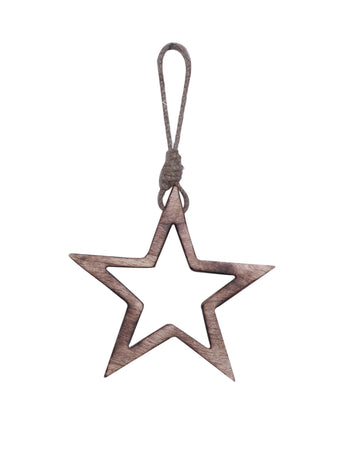 Ornament din lemn în formă de stea pentru brad, 15 cm 