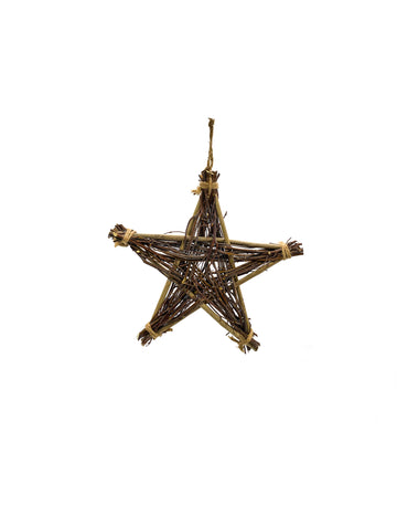 Decorațiune suspendată în formă de stea cu crenguță 36 cm mesteacăn natural