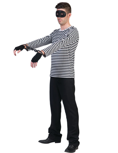 Tricou cu mâneci lungi, stil mim, pentru adulți, în dungi alb-negru