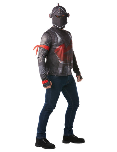 Tricou și cască Black Knight Fortnite pentru adult, negru și roșu
