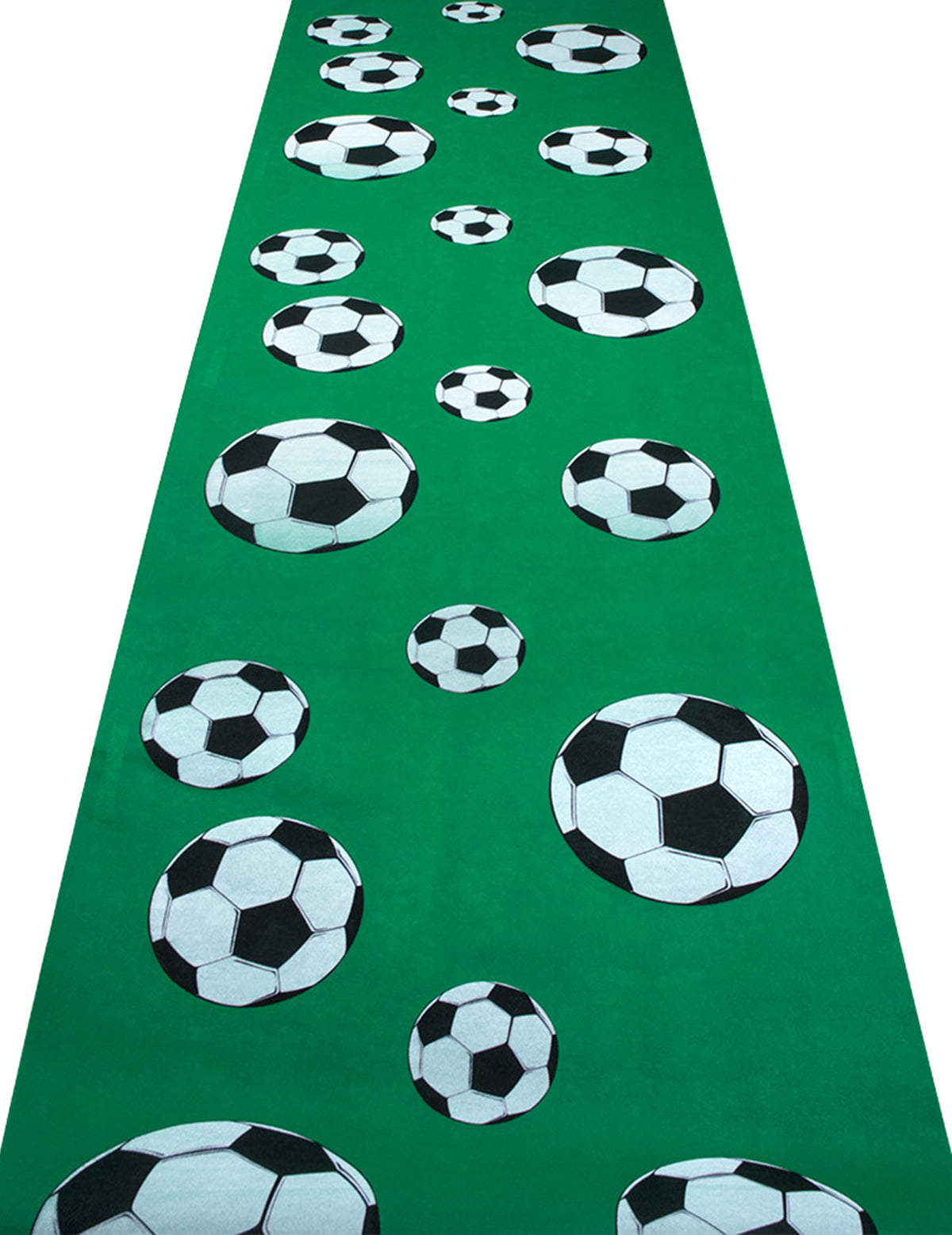 Tapis Foot party pour fête vert avec motifs ballons de football