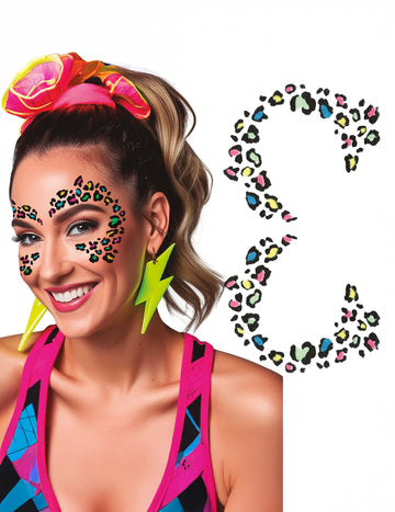 Tatuaj cu sclipici de leopard multicolor