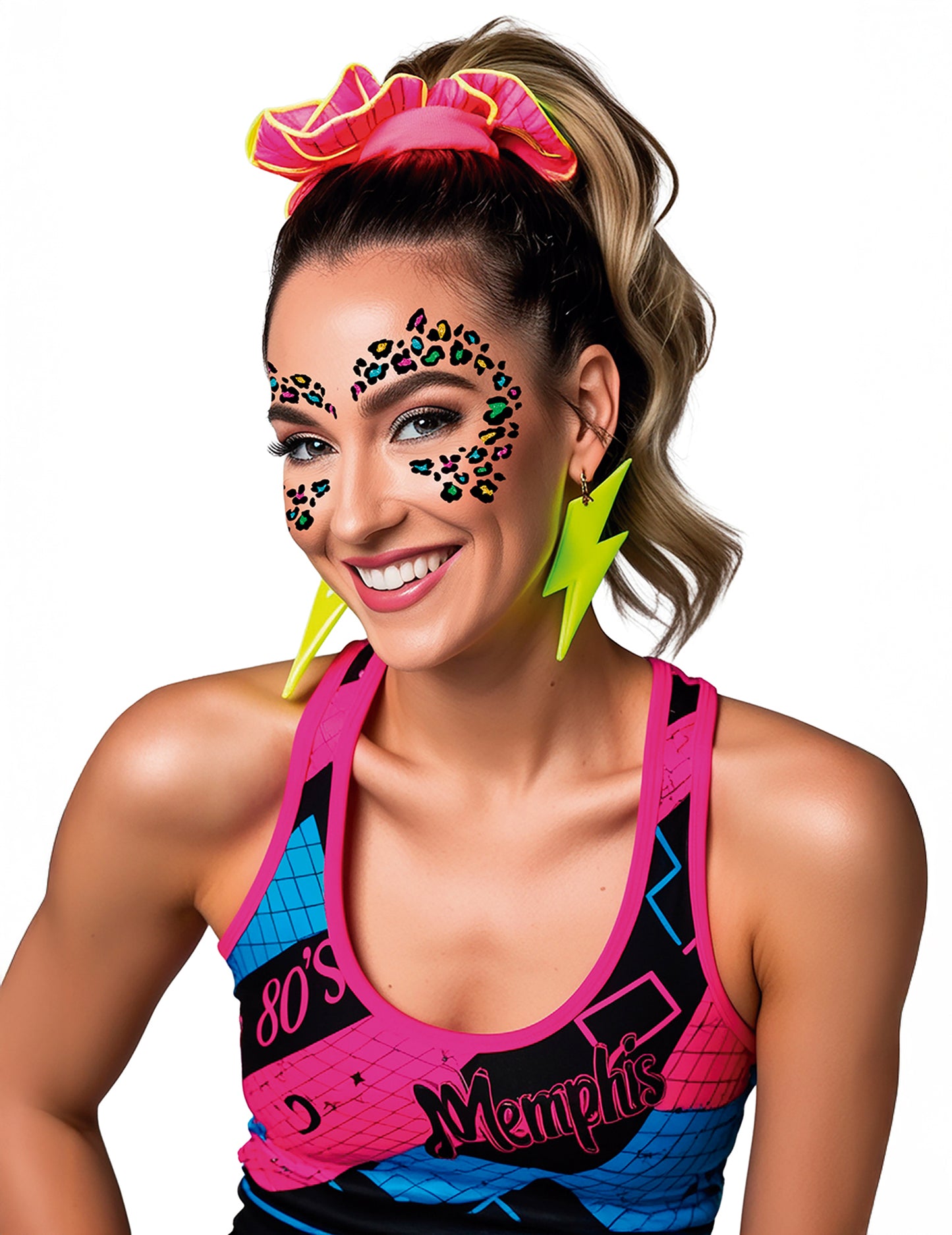 Tatuaj cu sclipici de leopard multicolor