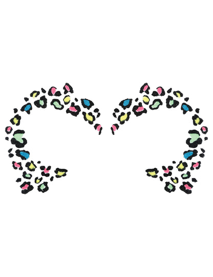 Tatuaj cu sclipici de leopard multicolor