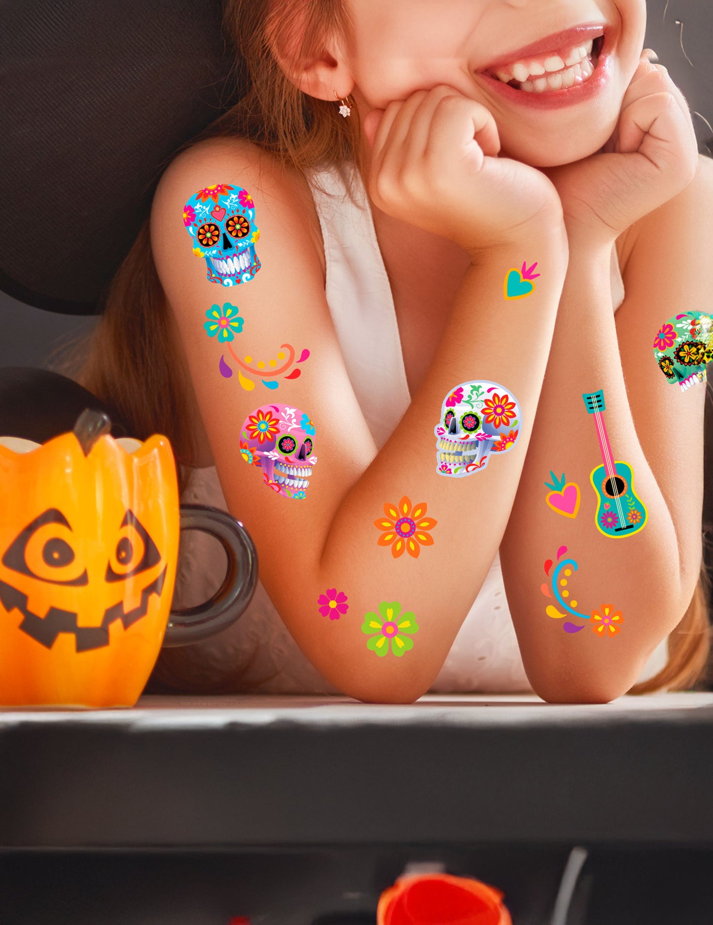 Tatouages colorés Dia de los muertos
