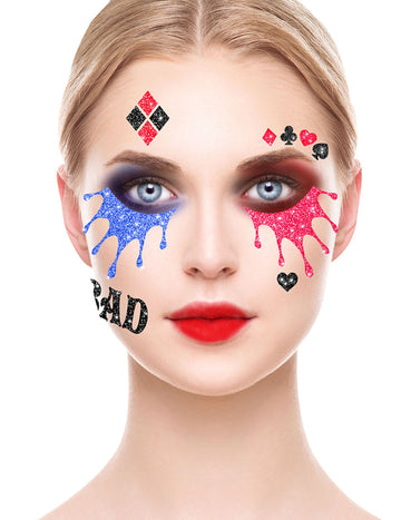 Tatuaje cu sclipici arlequin maleficent