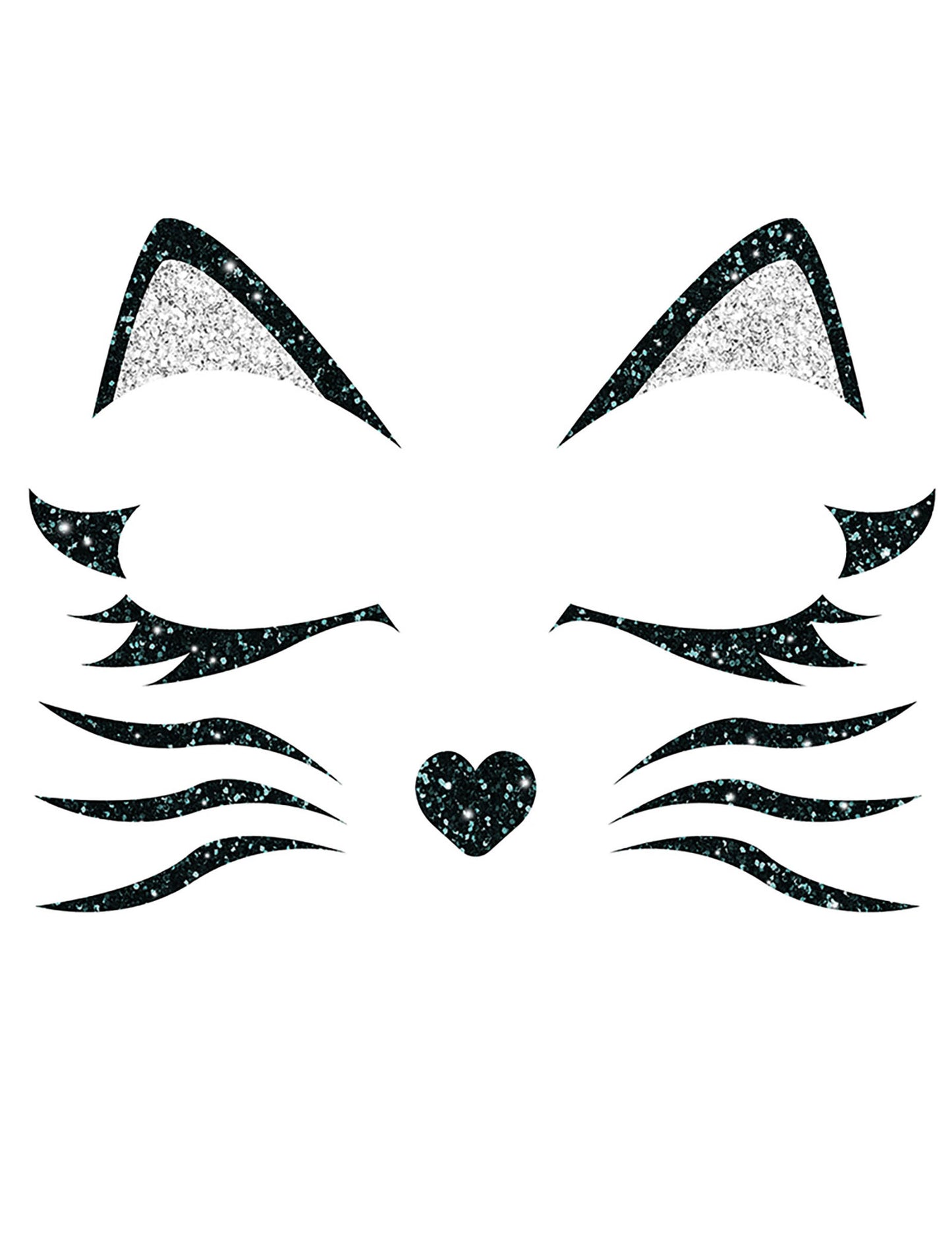 Tatuaje cu sclipici de chat negru și argintiu