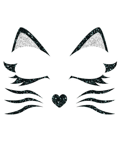 Tatuaje cu sclipici de chat negru și argintiu