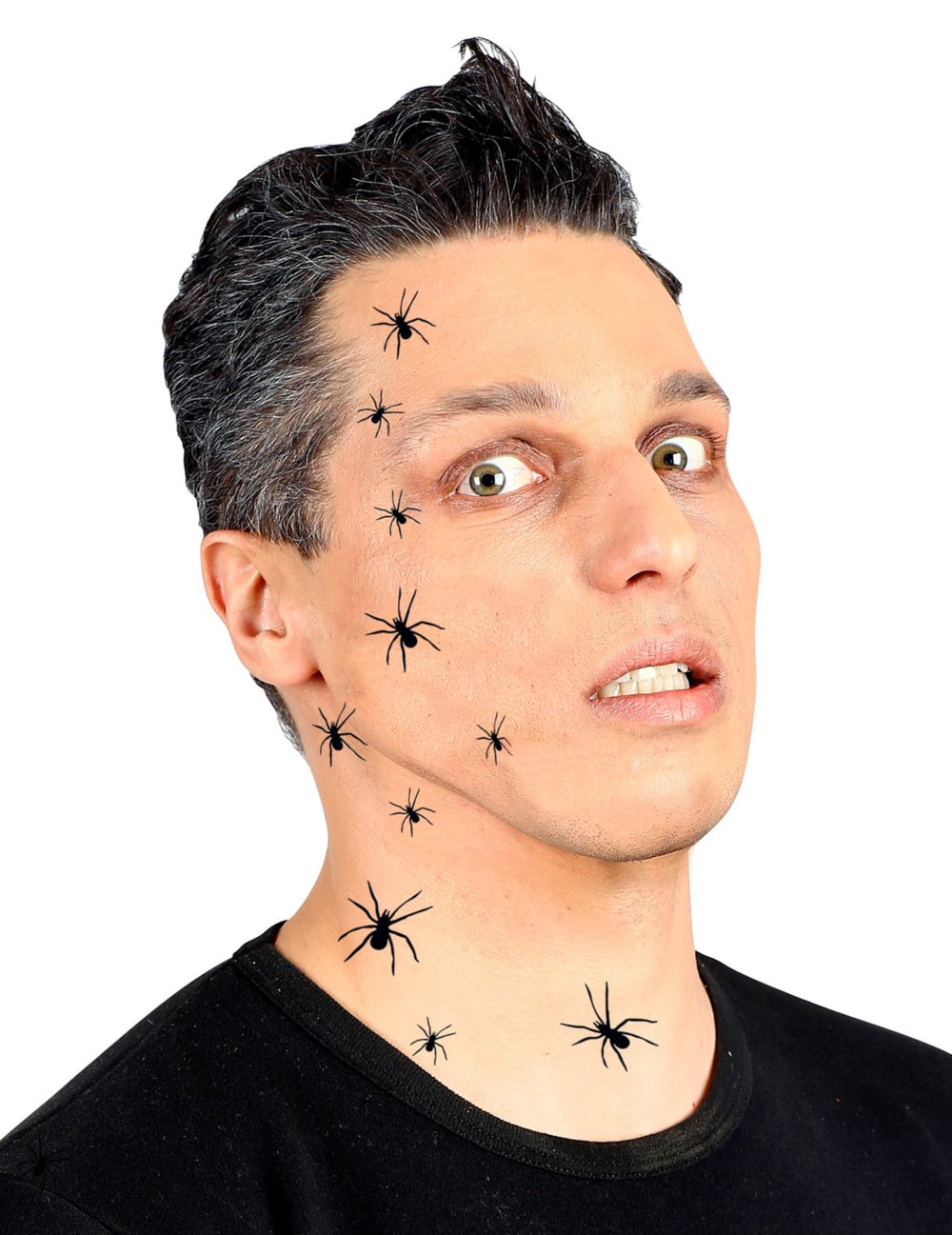 Tatouages temporaires 32 araignées pour adulte noir