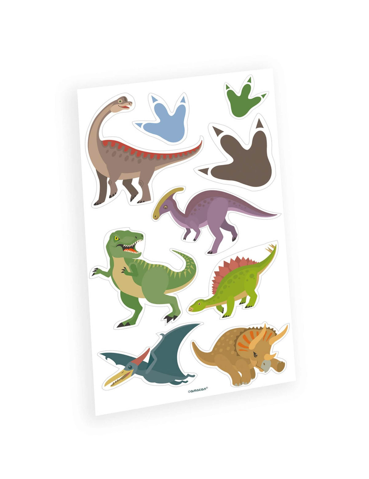 tatuaje temporare mari cu dinozauri multicolori, planșă cu 9 piese