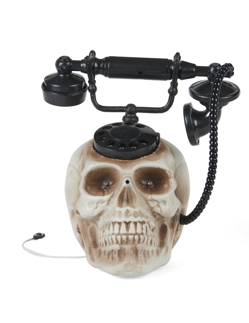 Vue d'ensemble avec combiné sur le socle du téléphone tête de mort